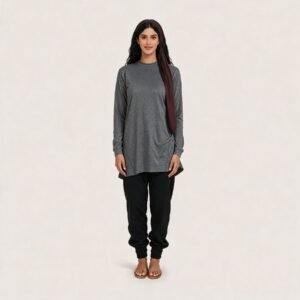 Muslim Customized Crew Neck Sports Top and Solid Color Sports Pants Traditional Modest Sport Wear for Muslim W