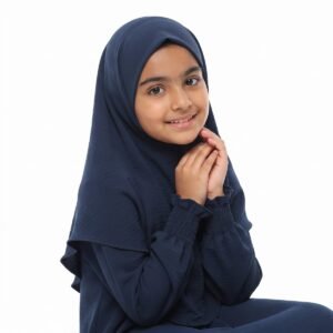 Alternative view of 2026 Full-length Breathable Polyester Khimar Abaya Set For Kids Girls Islamic Eid Prayer Dress 2-piece Jilbab