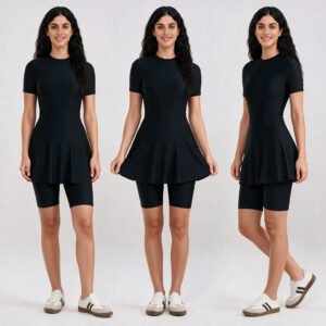 Logo Custom Survice Burkini Women Modest Swimwear 3 Piece Short Sleeve Hijab Modest Swimsuit with Back Zip up - Image 3