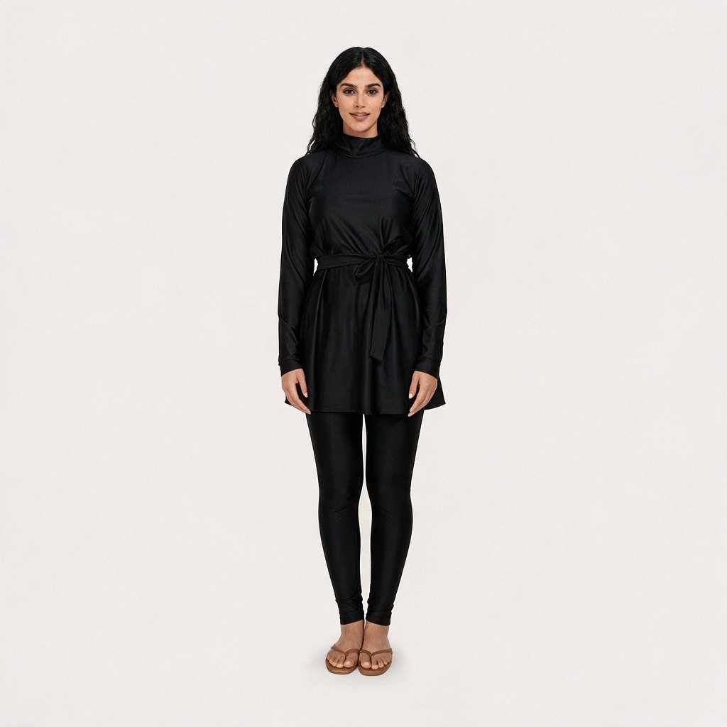 Customizable Muslim Women Burkini Three Piece Swimsuit Solid Color Modest Muslim Swimwear Islamic Muslim Swims