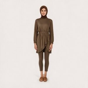 Customized Muslim Burkini with UPF50 Fabric Modest Islamic Swimwear Burkini with Hijab and Tunic