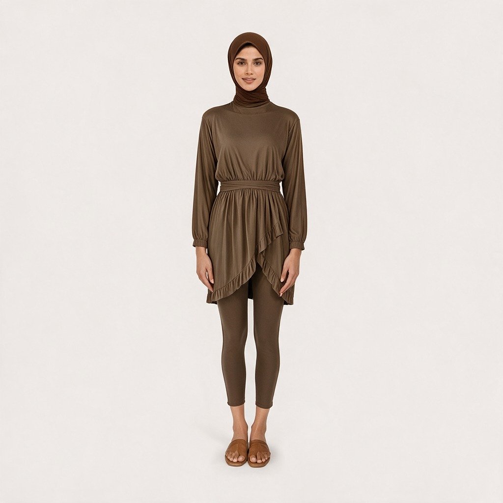 Customized Muslim Burkini with UPF50 Fabric Modest Islamic Swimwear Burkini with Hijab and Tunic