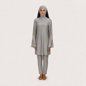 Modest Muslim Burkini Sportswear Set Quick Dry Stretch Breathable Fabric Full Cover Islamic Beachwear with Hij