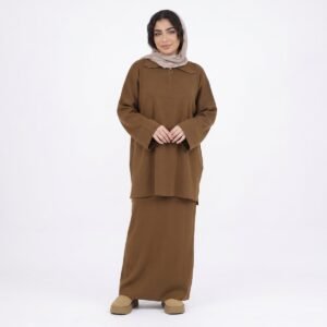 Abaya 2-Piece Set — Modest Women's Winter Sweater & Skirt Casual Daily Wear - Image 3