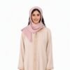 Beige embroidered open abaya with matching hijab for an Oman online store