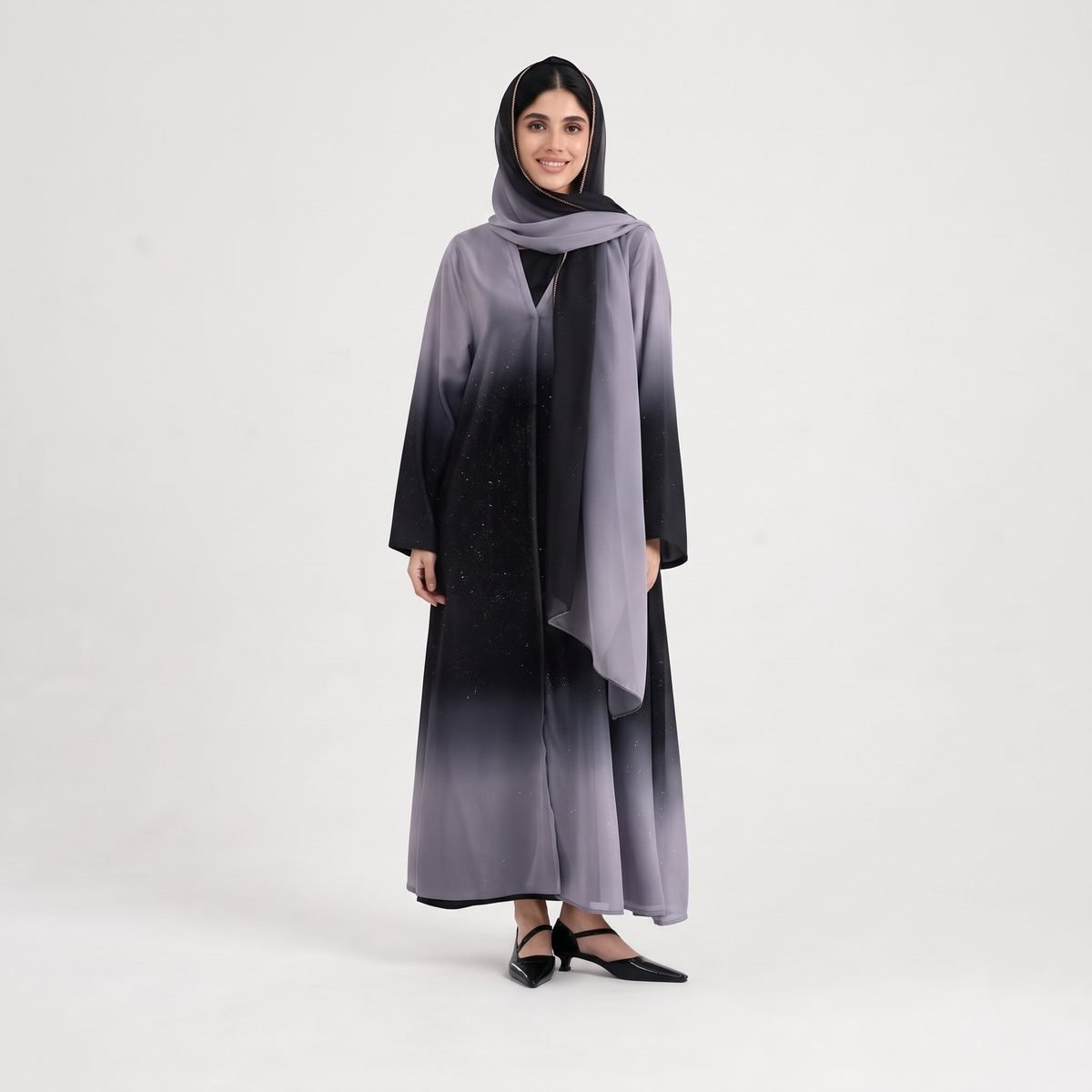 Abaya Suit With Gradient Design Wholesale Abaya Women Muslim Dress Eid Elegant Muslim Robe Breathable And Antistatic Clothing - Image 2