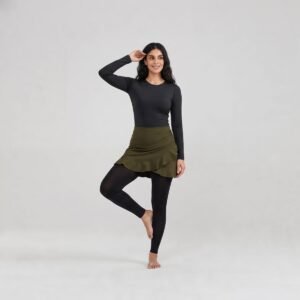 Alternative view of Black & Olive Ruffle Wrap-Skirt Burkini Set