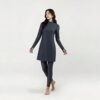 Charcoal long-sleeve burkini tunic with swim leggings