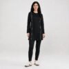 Black burkini tunic with contrast piping and swim leggings