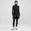 Black hooded burkini with elastic waist and wrap-hem tunic
