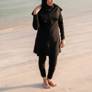 Muslim Custom Solid Color Burkini Headscarf Three-piece Set Modest Muslim Swimwear for Women Breathable Burkin