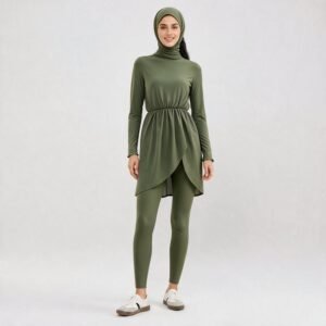 Muslim Girl Burkini 3PCS Set Full Coverage Modest Swimwear with Hijab Quick Dry Islamic Swimsuit for Kids