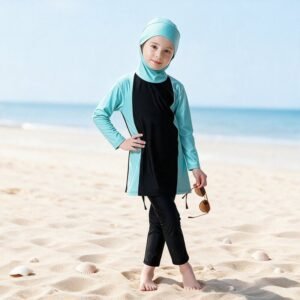 Muslim Girls Burkini Wholesale Kids Long Sleeve Full Body Modest Swimwear Breathable Beachwear for Summer Wate