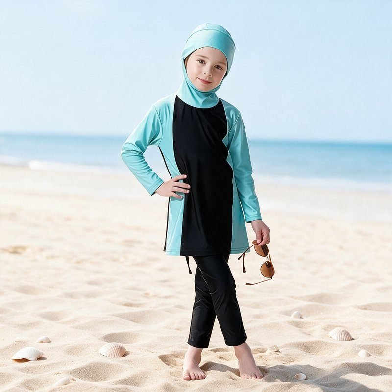 Muslim Girls Burkini Wholesale Kids Long Sleeve Full Body Modest Swimwear Breathable Beachwear for Summer Wate