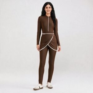 Muslim Traditional Burkini Three-piece Suit Abaya Hijab Muslim Burkini Half Turtleneck Tight Modest Swimsuit