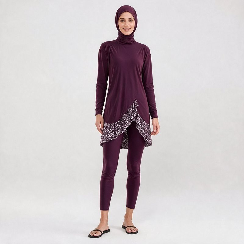 Muslim Women Burkini Modest Swimwear Full Cover Islamic Swimsuit Set