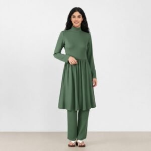 2026 Muslim Solid Color Burkini Modest Swimwear Set Loose Three Piece Swimsuit Customizable Swimwear Burkini