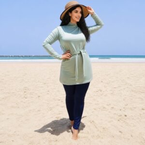 Cross Border Summer Islamic Women’s Swimwear Set 3 Leopard Pattern Kits Ear Edge Anti-Bacter
