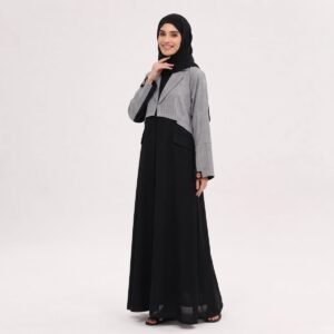 Alternative view of Contrast Color Design Muslim Abaya Set Women Modest Custom Abaya Dresses Set Long Length Islamic Clothing Abaya