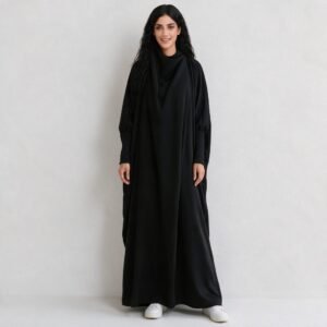 Alternative view of Custom Khimar Headscarf Two-piece Set Islamic Ramadan Muslim Clothing Solid Color Fashion Khimar Abaya Suit