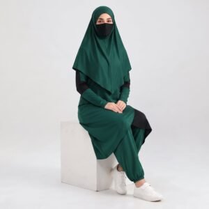 Alternative view of Customizable Muslim Burkini Set Solid Color Muslim Swimsuit Simple Style Modest Swimwear for Muslim Women