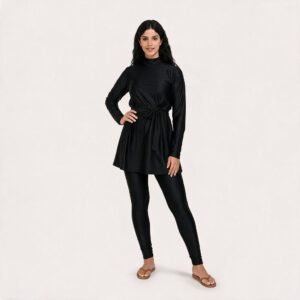 Alternative view of Customizable Muslim Women Burkini Three Piece Swimsuit Solid Color Modest Muslim Swimwear Islamic Muslim Swims