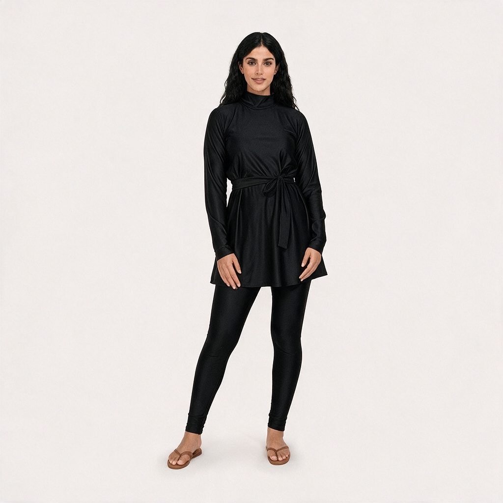 Customizable Muslim Women Burkini Three Piece Swimsuit Solid Color Modest Muslim Swimwear Islamic Muslim Swims - Image 3