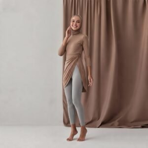 Alternative view of Customized Muslim Burkini QuickDry Modest Swimwear Islamic Burkini with Long Sleeve and Leggings