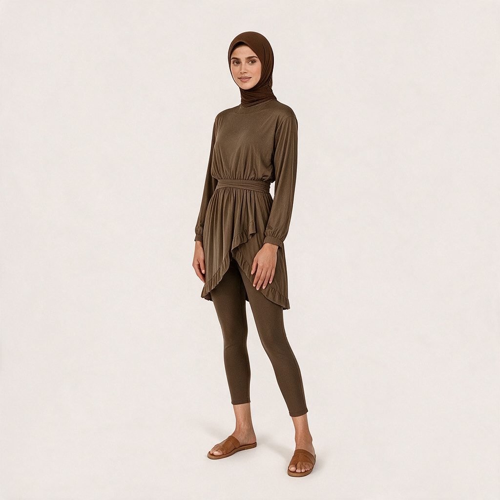 Customized Muslim Burkini with UPF50 Fabric Modest Islamic Swimwear Burkini with Hijab and Tunic - Image 3