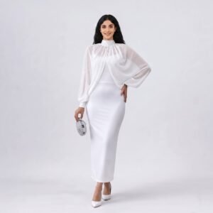 Elegant Dubai Style Abaya Set For Women Pearl Embellished Modest Dress Muslim Wedding Eid Party Wear - Image 3