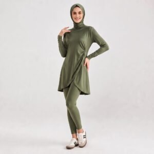 HighQuality Custom Muslim Burkini Stretch Modest Swimwear Islamic Burkini with Long Sleeve and Hijab - Image 2