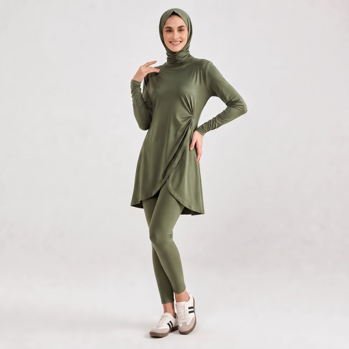 HighQuality Custom Muslim Burkini Stretch Modest Swimwear Islamic Burkini with Long Sleeve and Hijab - Image 2