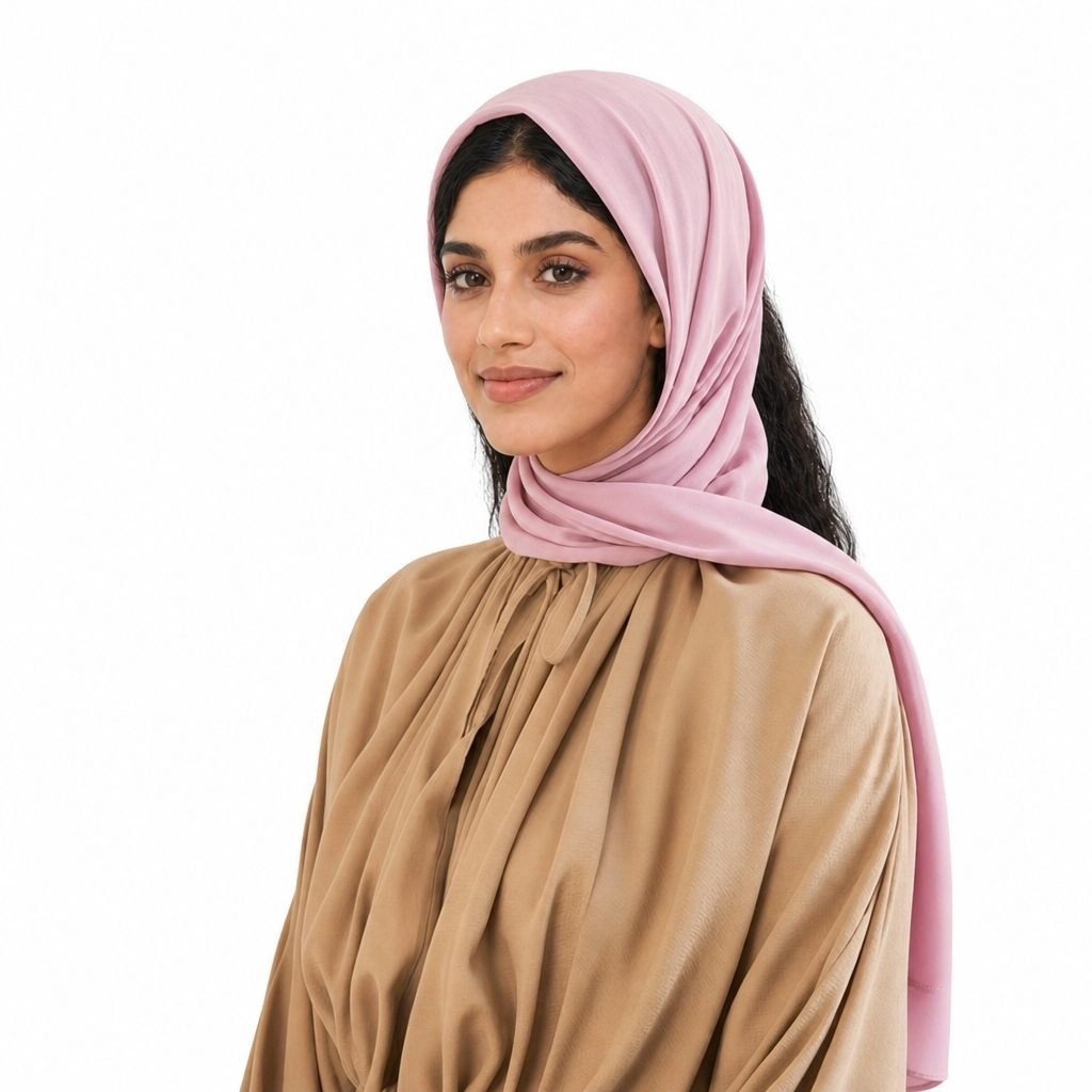 Pink stretch jersey hijab produced for a Doha accessories brand