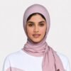 Mauve instant sports hijab in stretch jersey
