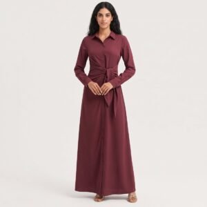 Islamic Eid Collections Clothing — Midi Wrap Abaya Set & Satin Modest Dress - Image 3