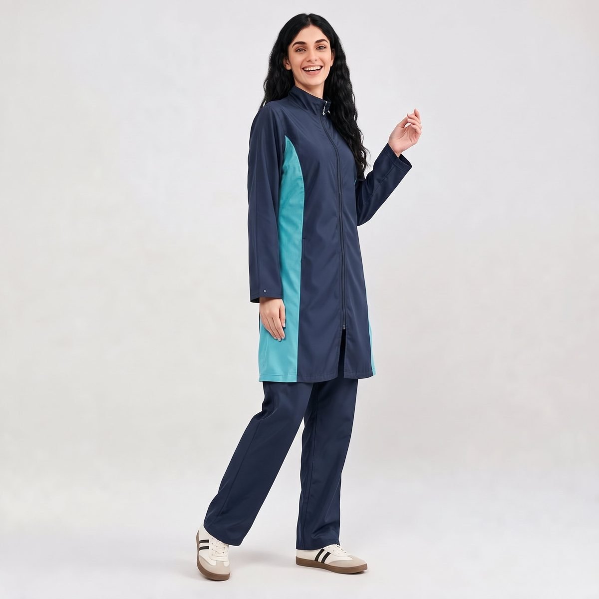 Islamic Swimwear Long Sleeve Arab Solid Color Three Pieces Muslim Swimsuit Plus Size Swimwear - Image 2