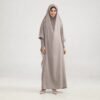 Plain taupe prayer abaya set supplied for a Riyadh corporate welfare programme