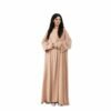 Beige open abaya with wide sleeves manufactured for a Riyadh-based DTC brand