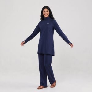 Alternative view of Latest Navy Half Zip Soft Stretch Loose Modest Muslim Sportswear Set for Islamic Ladies Gym Daily Joggi