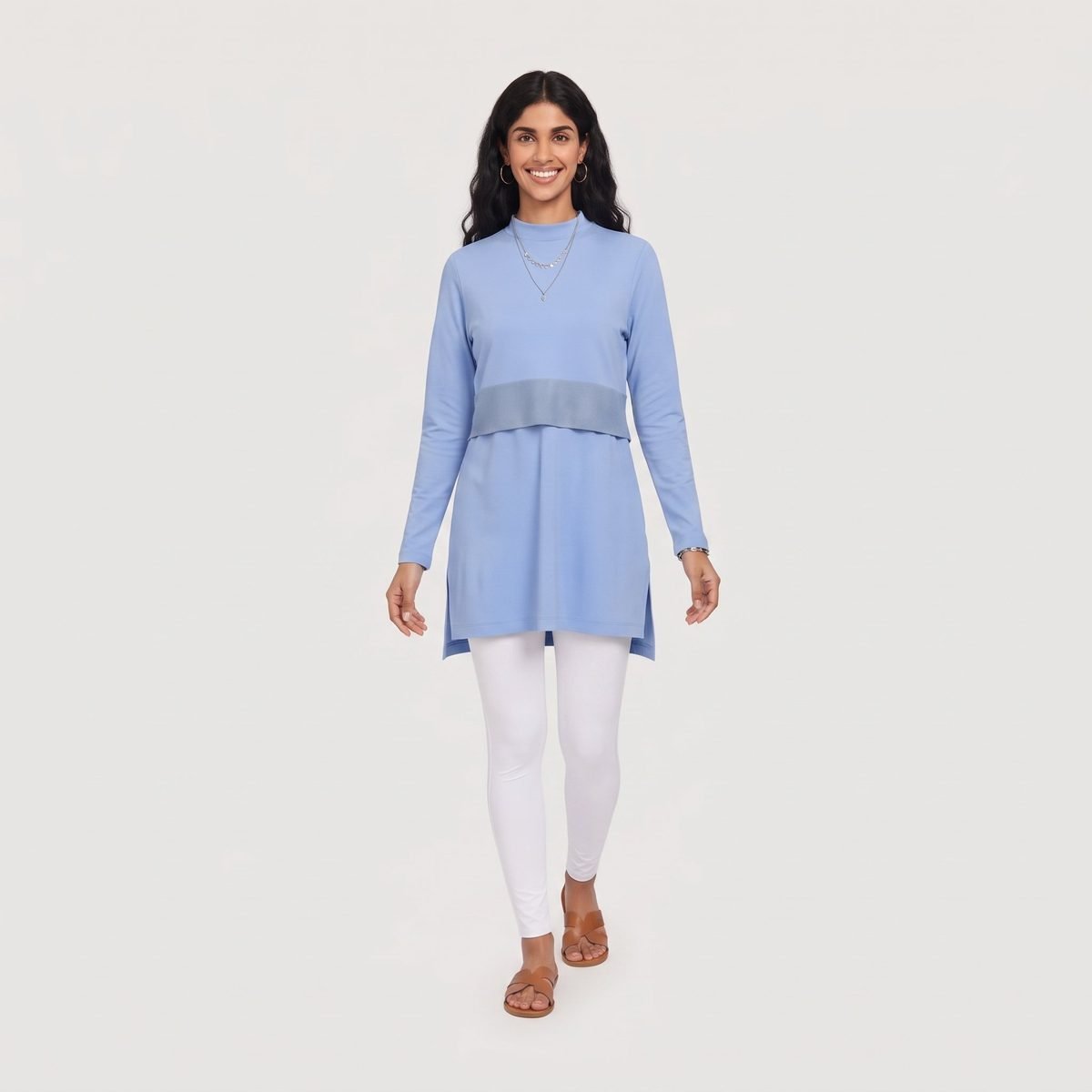 Latest Two Tone Patchwork Soft Stretch Modest Muslim Sportswear Set for Islamic Ladies Gym Jogging Work - Image 2