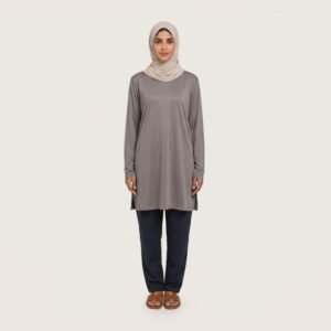 Fashion Modest Muslim Woman Sports Top Islamic Ara Breathable Strechey Poly Mesh Loose Sports Top Sport