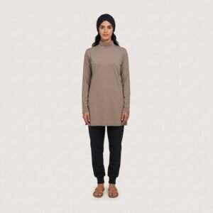 Muslim Women's Sportswear Suit Stand Collar Zip-up Sports Top Modest Active Wear for Muslim Women