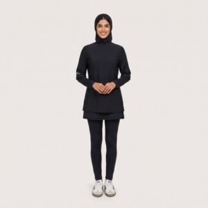 New Fashion Custom Design Muslim Women Hooded Casual Sportswear Knee-length Sports Top Modest Gym Wear for Mus