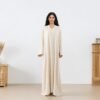 Custom Logo Modest Fashion Muslim Women Flowing Wide Sleeves Full Length Loose Fit Open Abaya Kimono