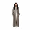 Taupe open abaya over a cream inner dress