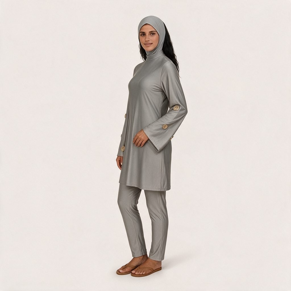 Modest Muslim Burkini Sportswear Set Quick Dry Stretch Breathable Fabric Full Cover Islamic Beachwear with Hij - Image 2