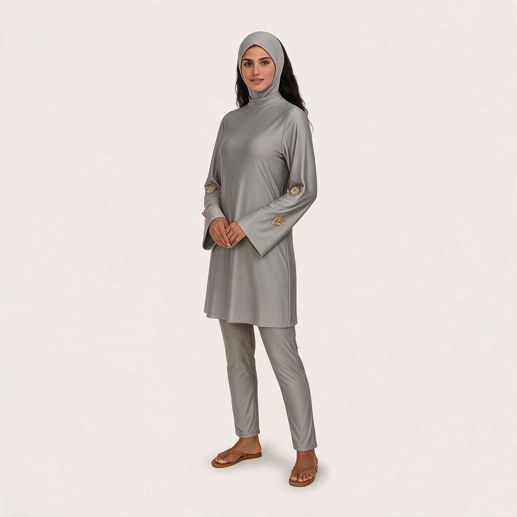 Modest Muslim Burkini Sportswear Set Quick Dry Stretch Breathable Fabric Full Cover Islamic Beachwear with Hij - Image 3