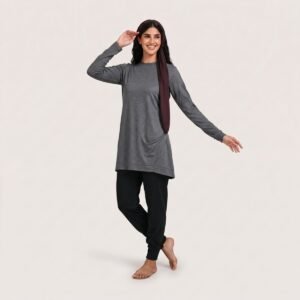 Alternative view of Muslim Customized Crew Neck Sports Top and Solid Color Sports Pants Traditional Modest Sport Wear for Muslim W