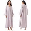 Modest Dresses Women Pearl-embellished Flowy Crepe Pearl Bead Light Purple Lapel Collar Abaya Women Muslim Dress