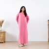 Pink Cotton Blend Muslim Dress - Latest Design & Stylish For Arab Women,Eid 1 Piece Set,Large Size & Petite